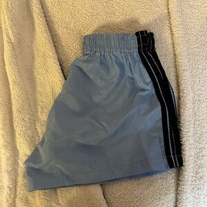 Light Blue Athletic Shorts with navy Stripe